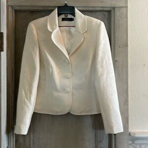 Tribal - embossed floral damask fitted jacket - off white - size 8